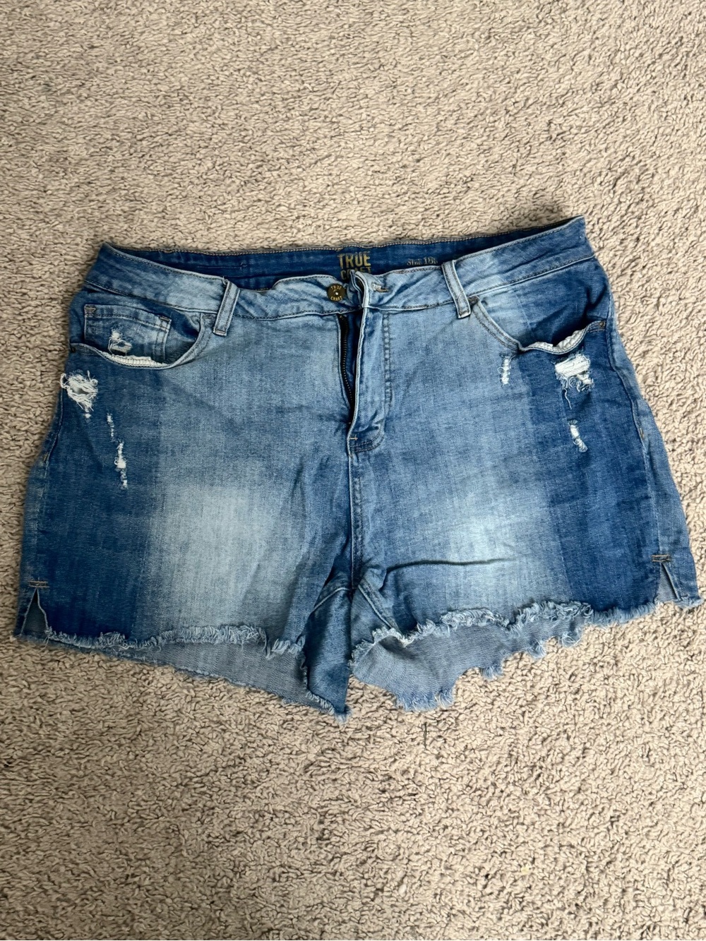 True Craft Distressed Blue Denim Cutoff Shorts
